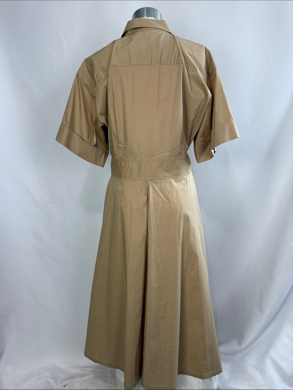 Ralph Lauren Khaki/Tan Button-Front Maxi Shirt Dress with Double Buckle Waist - Picture 5 of 6